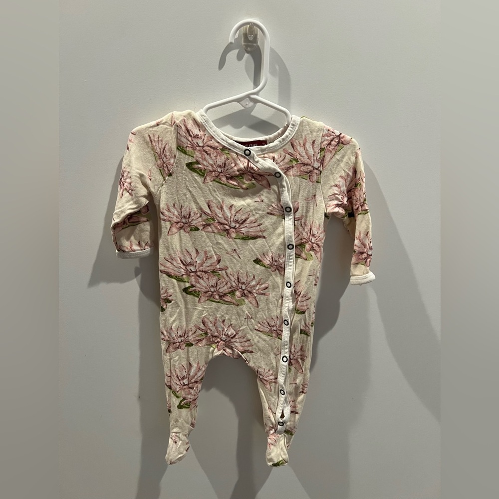 Milkbarn Organic Footed Floral Onesie